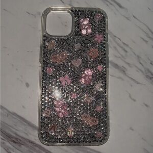 Handmade Iphone 13 Glittery Pink and Silver Phone Case